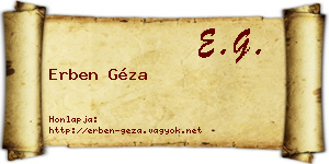 Erben Géza névjegykártya